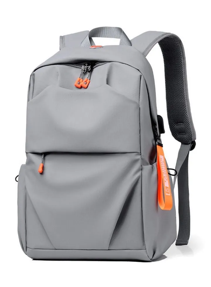 Backpack Business Travel Laptop Bag USB Charging Large Capacity School Bag - Grey