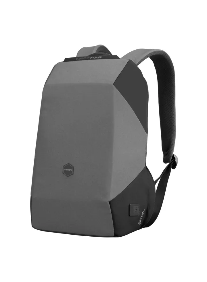 Promate Laptop Backpack 15.6 Inch, Adjustable Recycled with Anti-Theft Design, Water Resistance, USB Charging Port and Adjustable Padded Strap , UrbanPack-BP