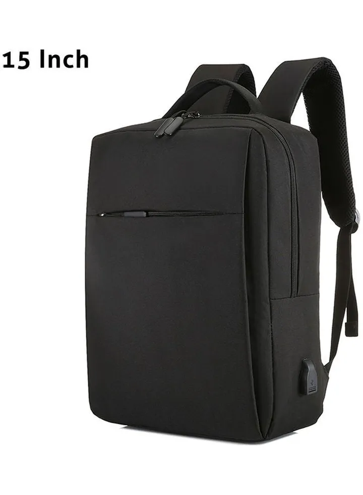 15 Inch Laptop Backpack With USB Charging Port Black