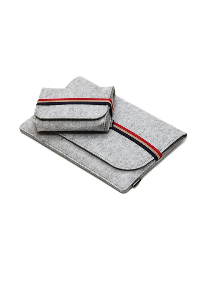 Sleeve Case And Power Pack Bag For Apple Macbook Air Pro Grey