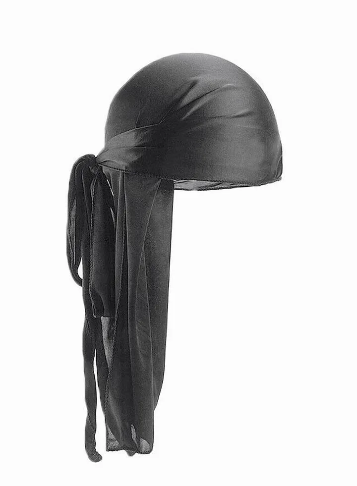 Headband Soft Silk 360 Wave Headband Unisex Hat Long Tail Wide Shoulder Belt Children's Headband Women's Men's Black Black