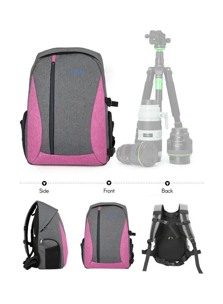 Waterproof Camera Storage Bag with Inner Case for Camera Lens Pink/Grey