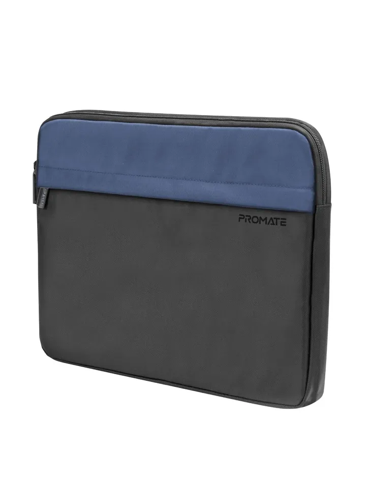 Promate Laptop Case, Sleeve with Accessible Front Pocket, Water-Resistance, Padded Inner Lining and Secure Zippers Compatible with 13-inch Laptops, Tablets, Limber-SB.Black