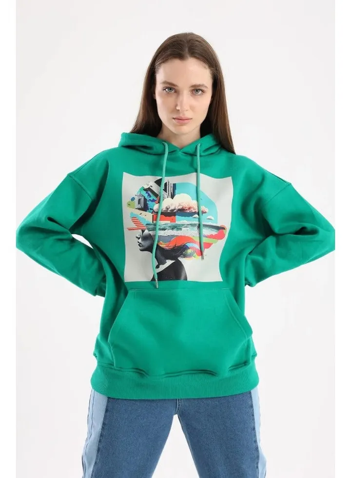Artwork Print Oversized Hoodie