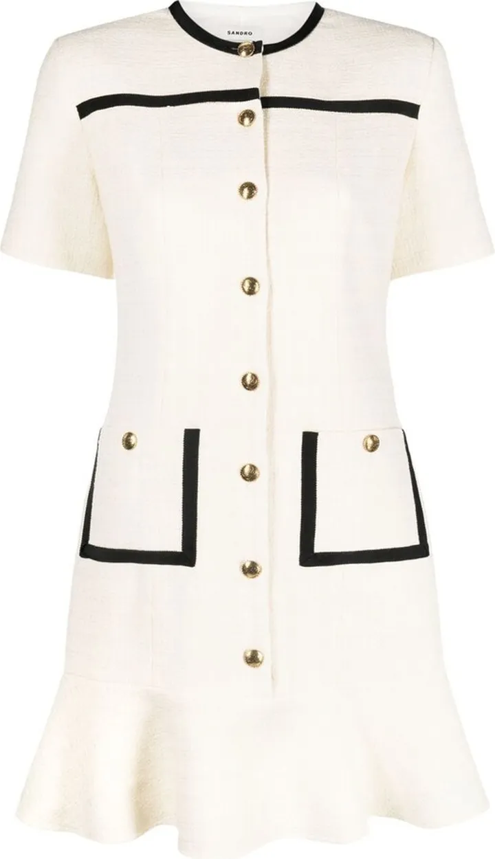 Button-Detail Tweed Minidress