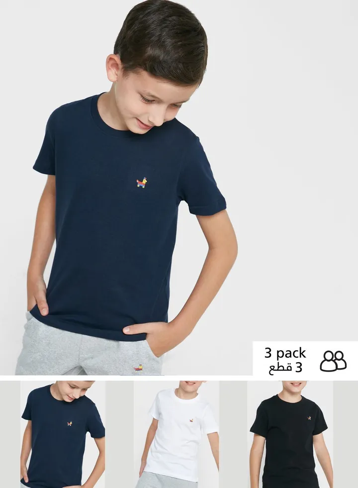 Logo Solid T-Shirts Pack Of 3