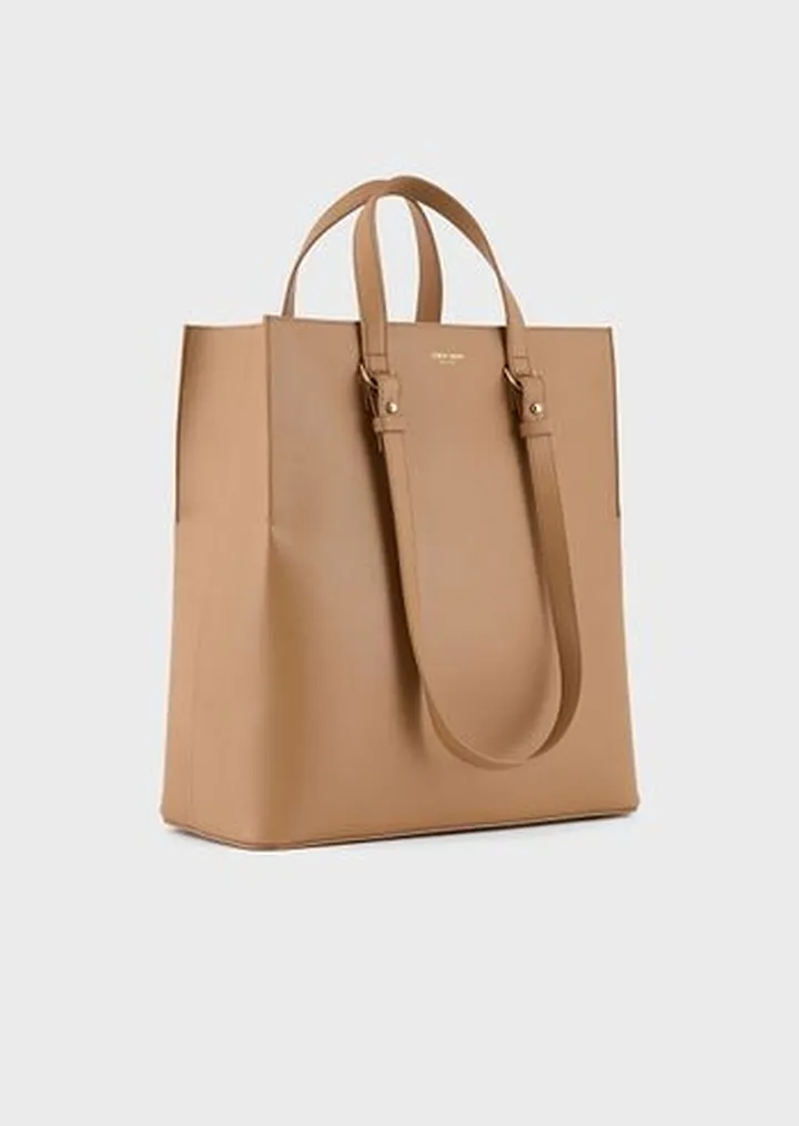 Leather rectangular shopper bag