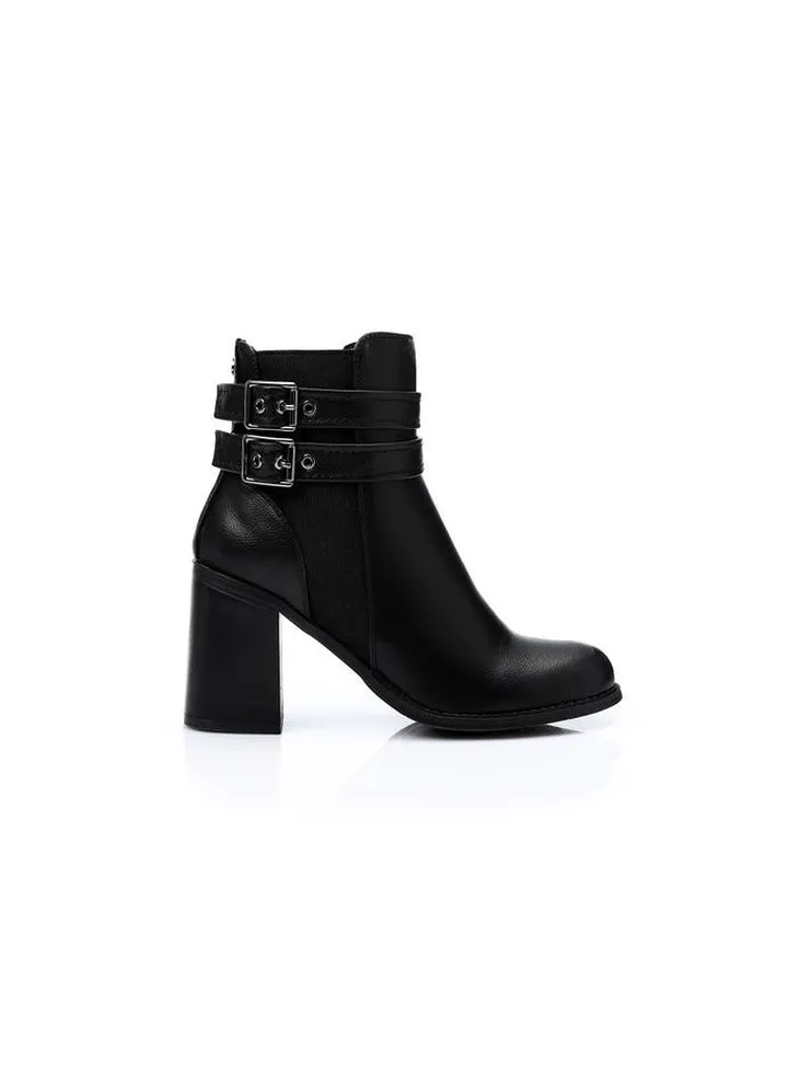 Women's double buckled strap half boots