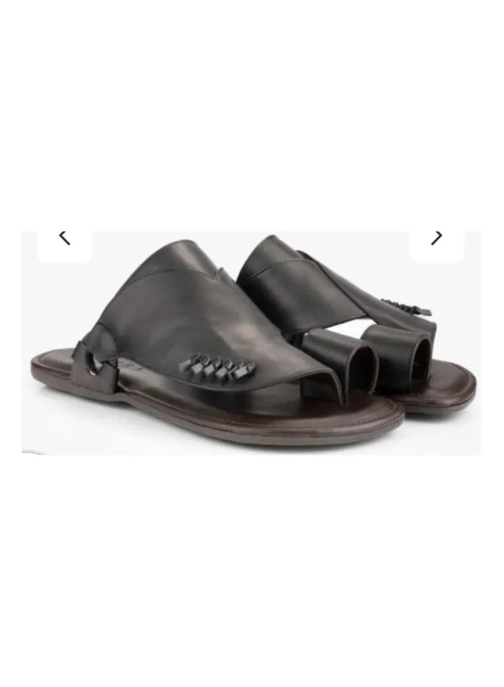 Italian Black Plain Zuberi Slippers