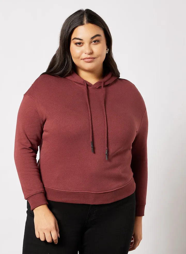 Plus Size Organic Cotton Hoodie Burgandy