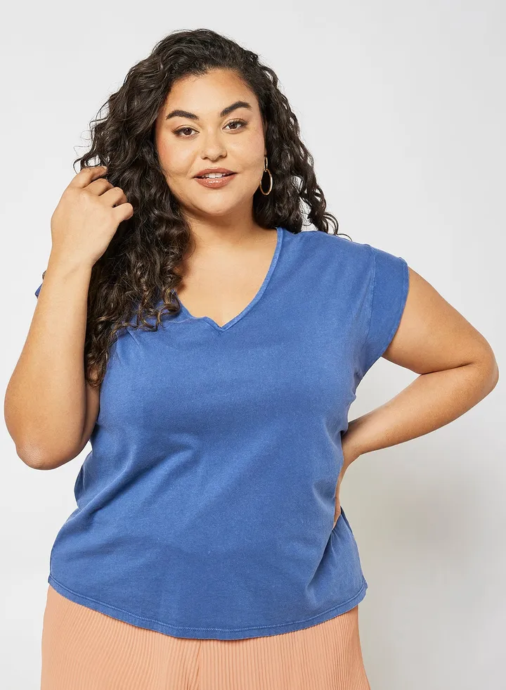 Plus Size Organic Cotton T-Shirt Blue