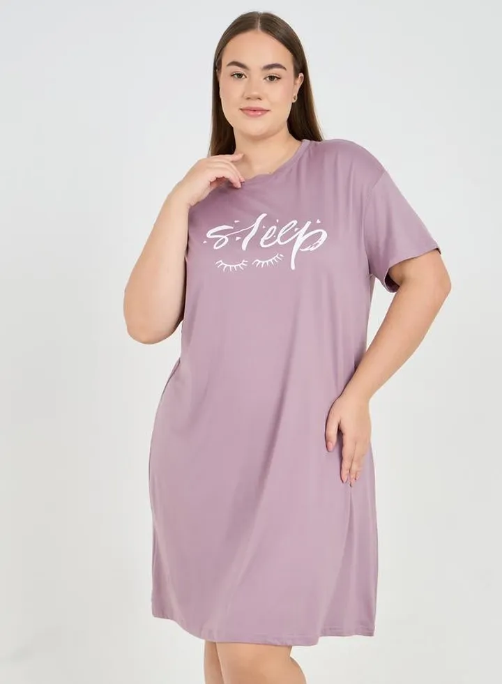 Slogan Print Sleep T-Shirt Dress