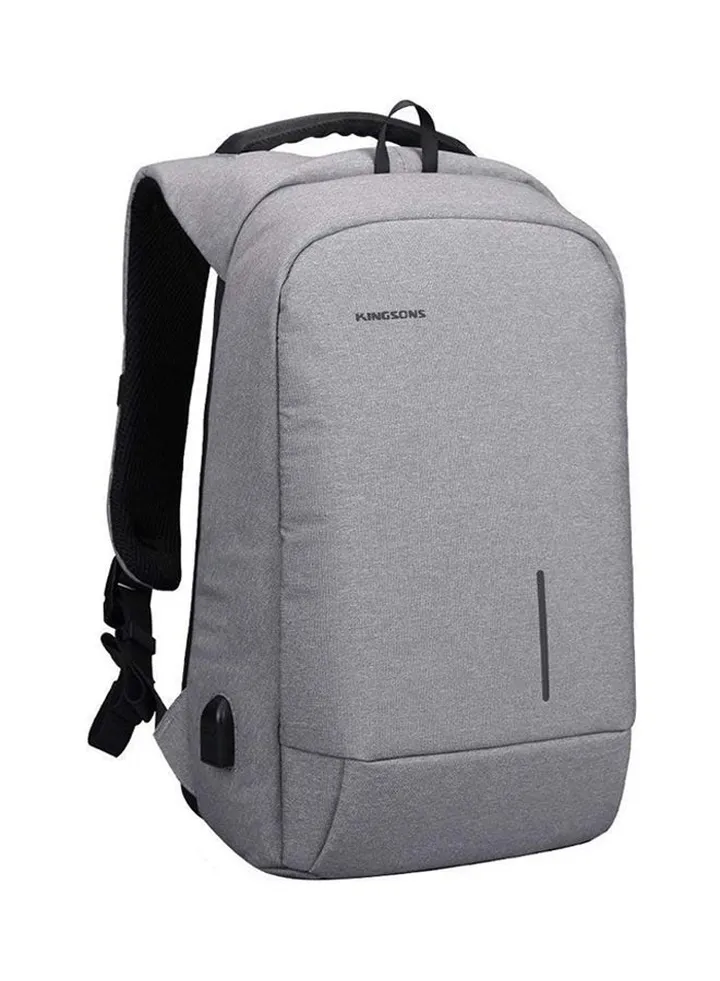 Anti Theft Laptop Backpack With USB Charging Port Grey