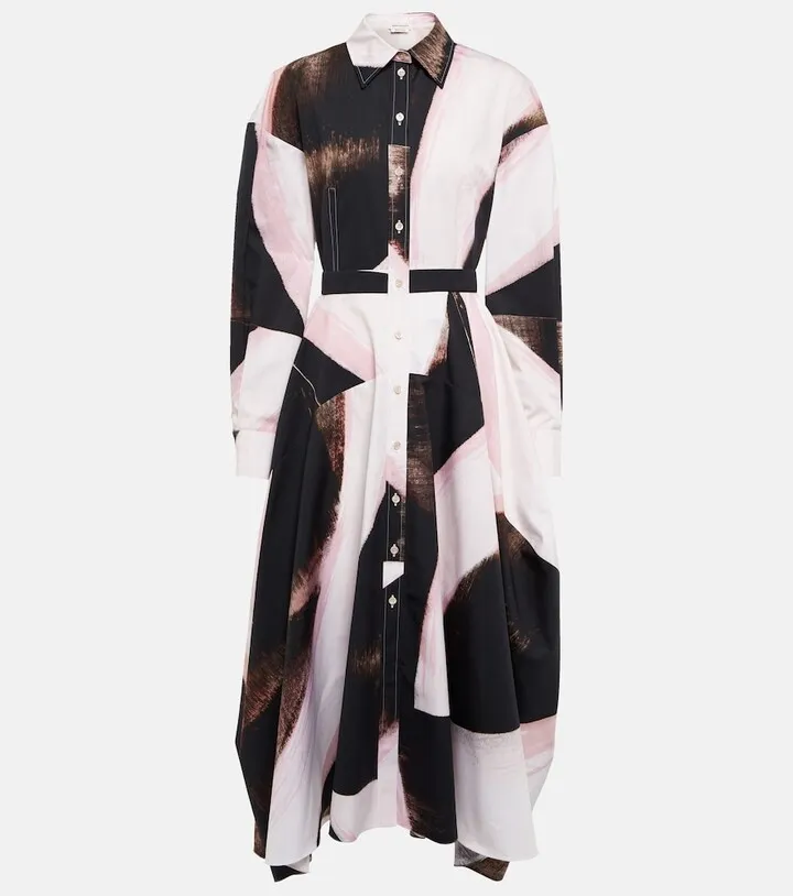 Printed cotton shirt dress