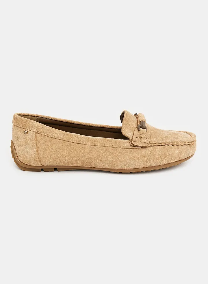 Square Toecap Shape Slip On Suede Loafer