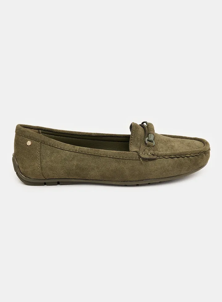 Square Toecap Shape Slip On Suede Loafer