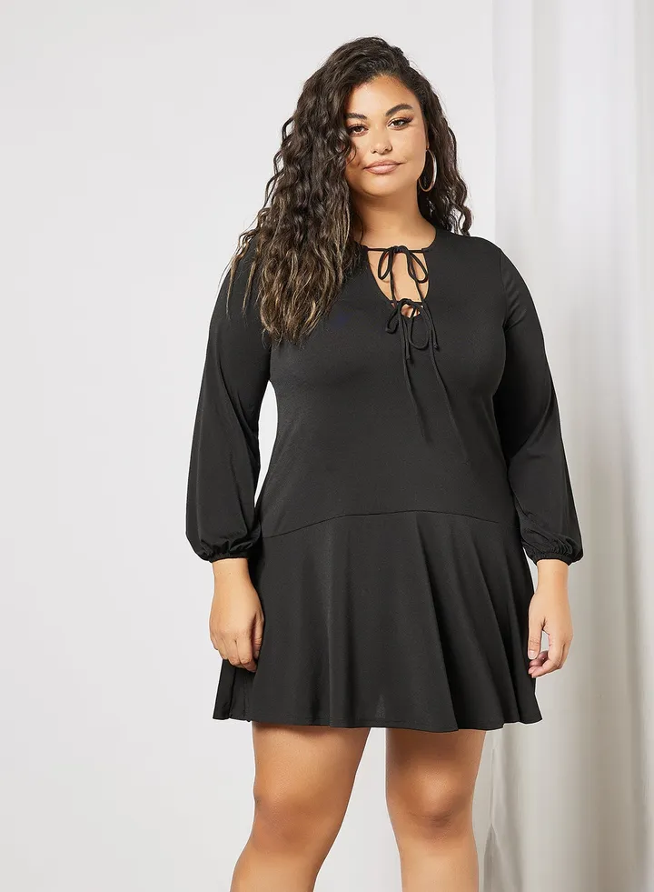 Plus Size Peplum Dress Black