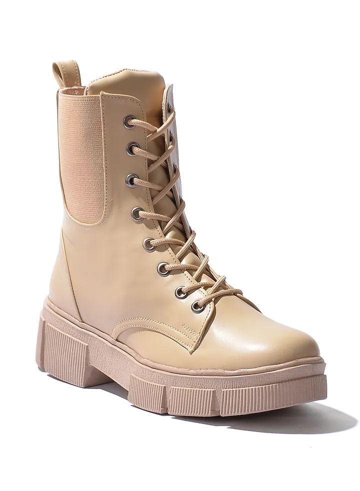 Side Half Boot Leather b-100-biege