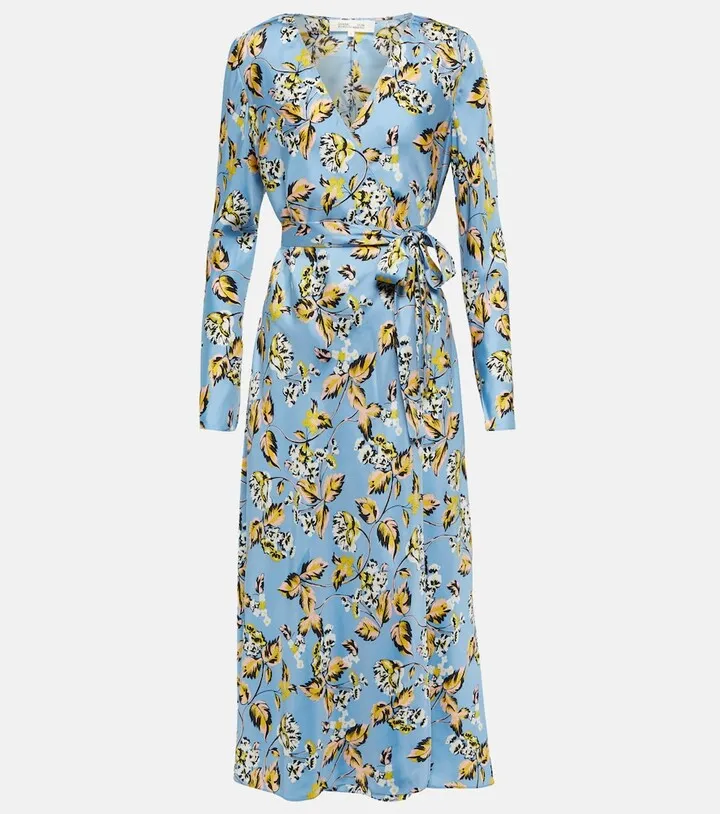 Tilly floral silk twill wrap dress