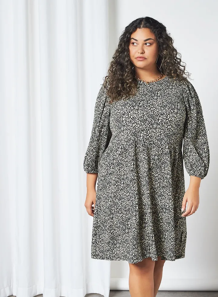 Lilly Puff Sleeve Mini Dress Black