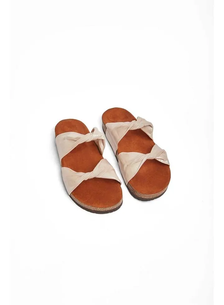 Fancy Faux Leather Slip-On Slipper With Peep Toe