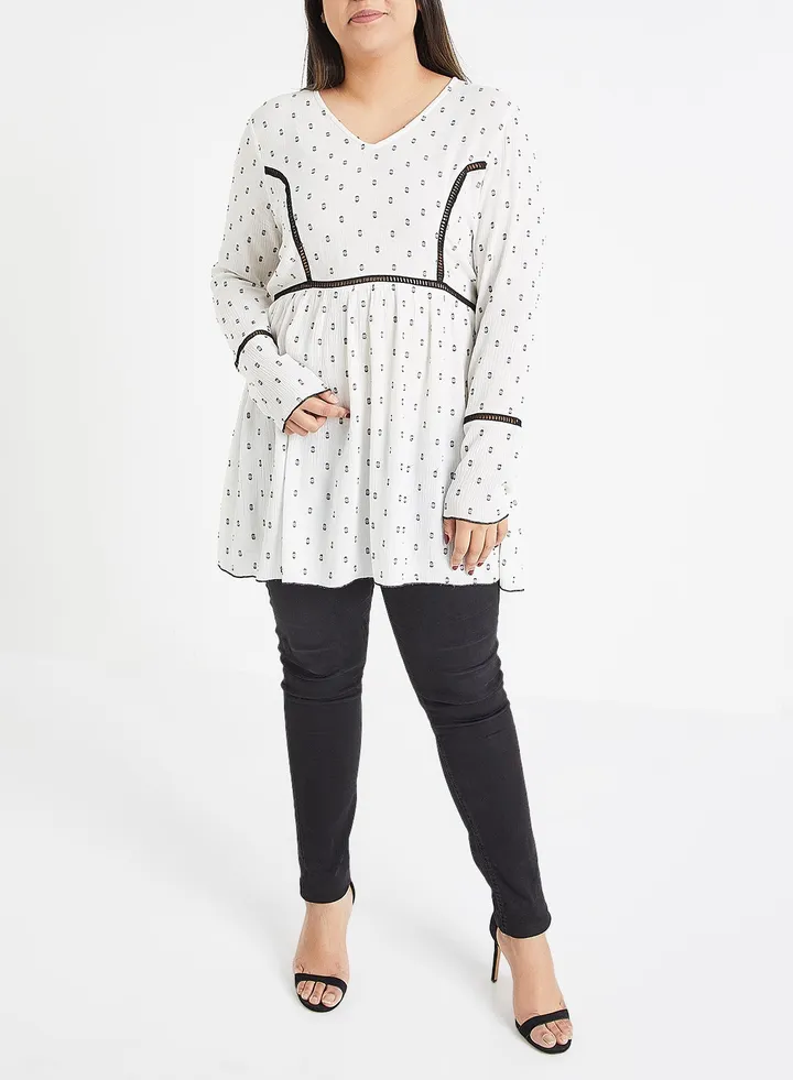 Comma V-Neck Tunic White