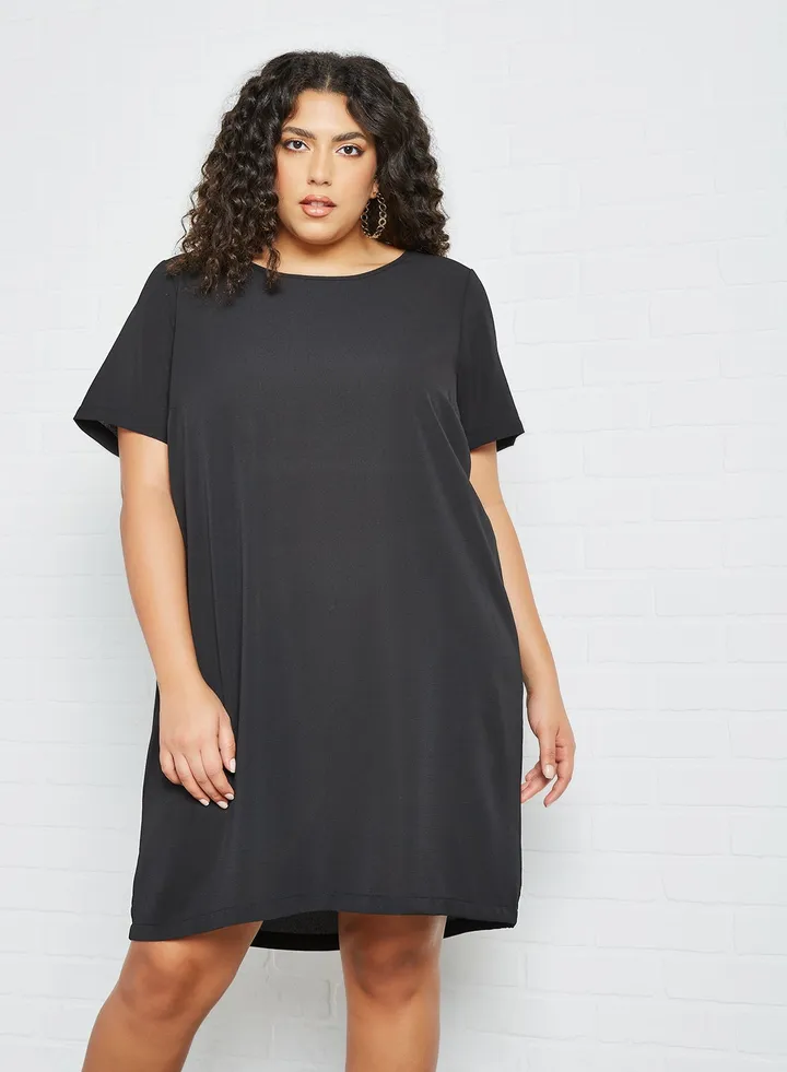 Curvy Solid Dress Black