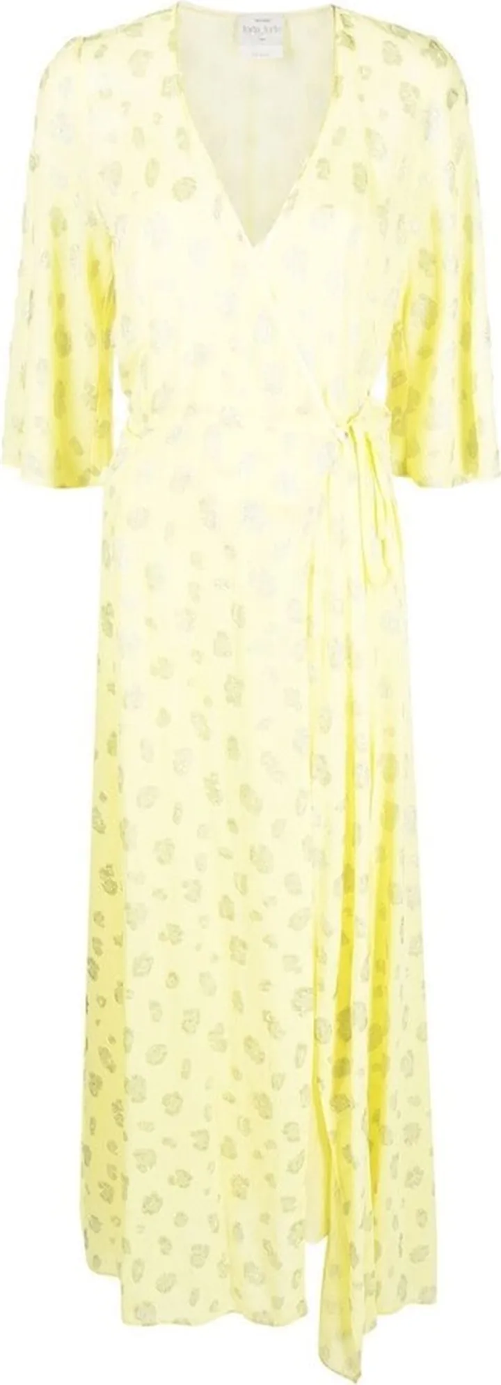Metallic Leopard-Pattern Wrap Dress