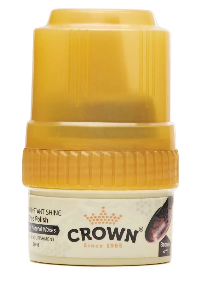 Crown Shoe Polish Colour Brown Bees & Waxes - Shine & Nourishment - Polish Cream Self Shinig 50 ml