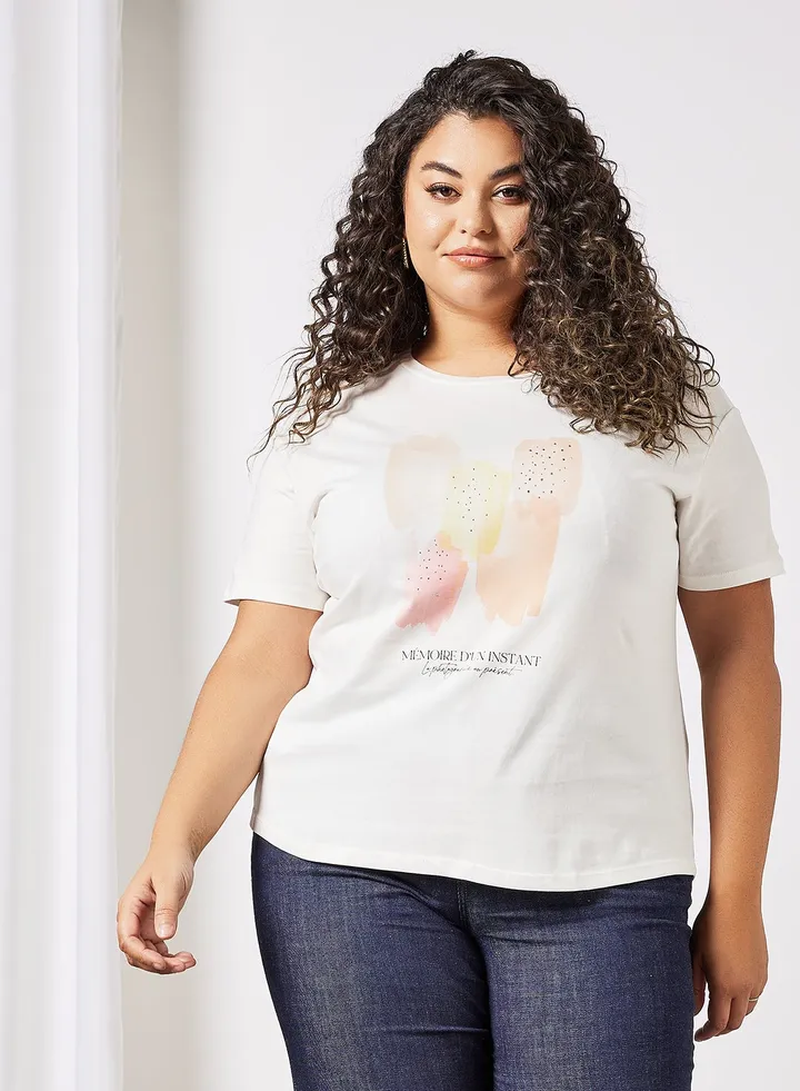 Plus Size Organic Cotton Graphic T-Shirt Off-White