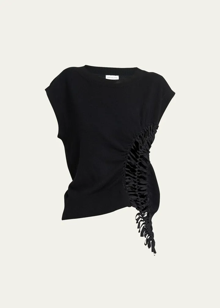 Tayson Cashmere Top with Tied Cutout Detail