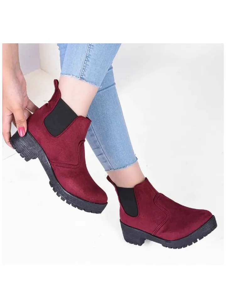 Boots For Women Suede-MAROON