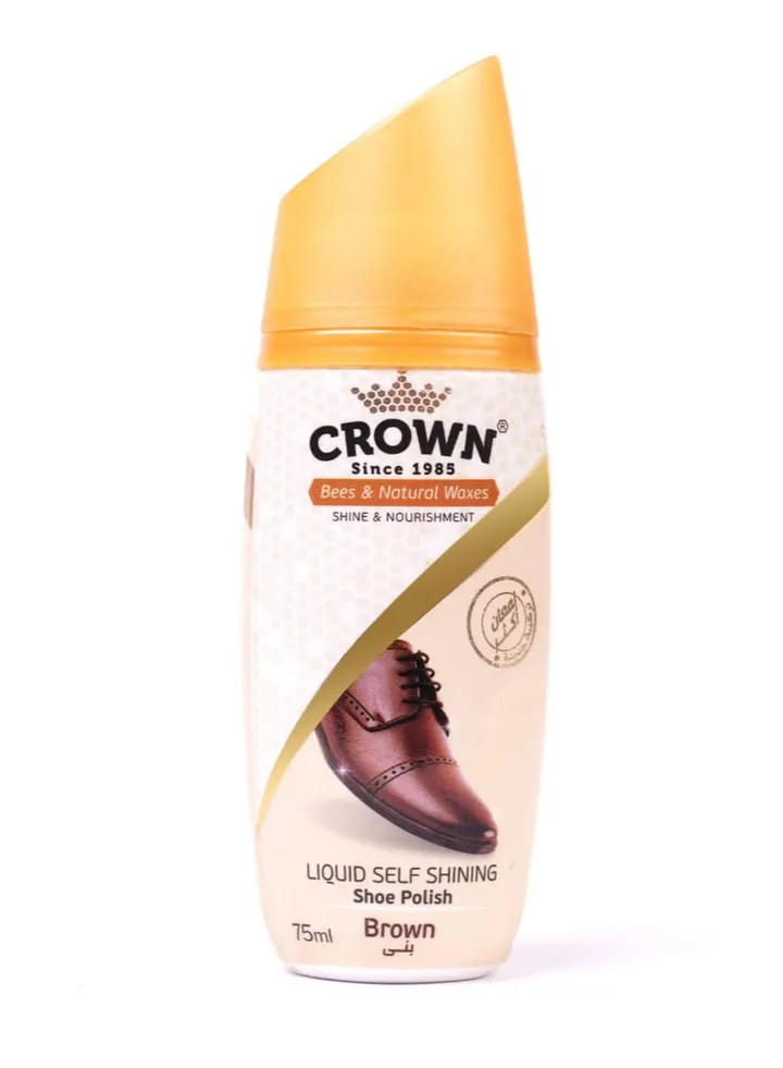 Crown Shoe Polish Colour Brown Bees & Natural Waxes - Shine & Nourishment - Liquid Self Shinig