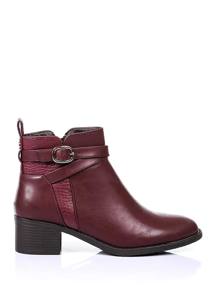 Buckle strapped ankle boots