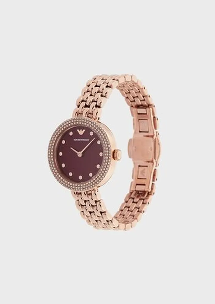 Two-Hand Rose Gold Stainless Steel Watch