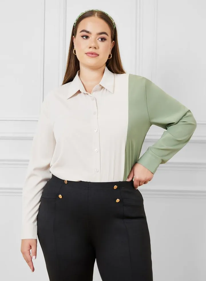 Colourblock Detail Long Sleeve Shirt