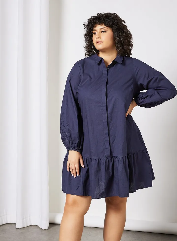 Curve Shirt Dress Navy