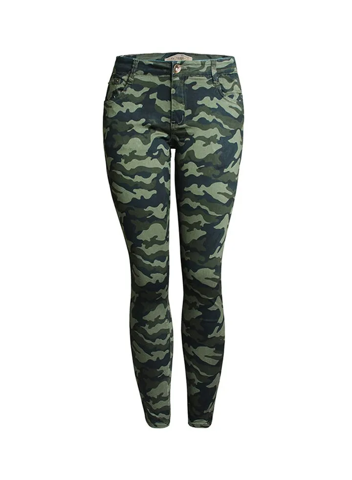 Plus Size Camouflage Treggings Army Green