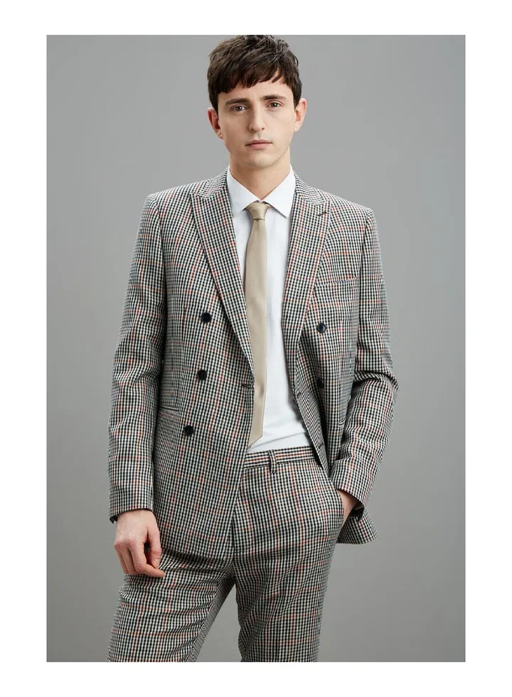 Skinny Fit Multi House Check Suit Jacket