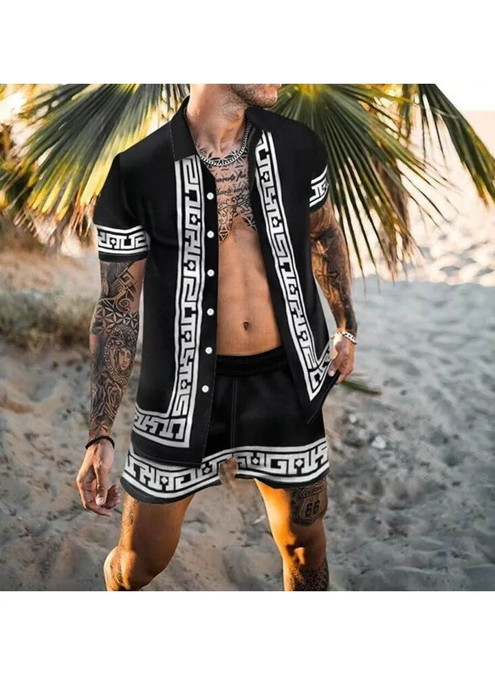 Men's Shirt Casual Loose Shorts Beach Suit
