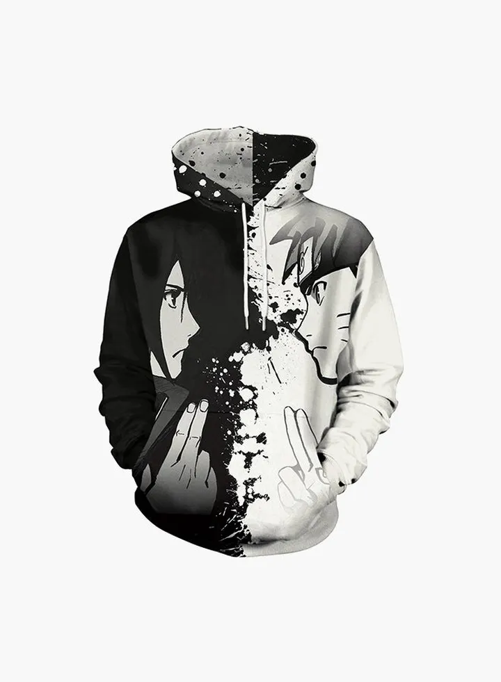3D Printing Long Sleeve Hoodie Black/White