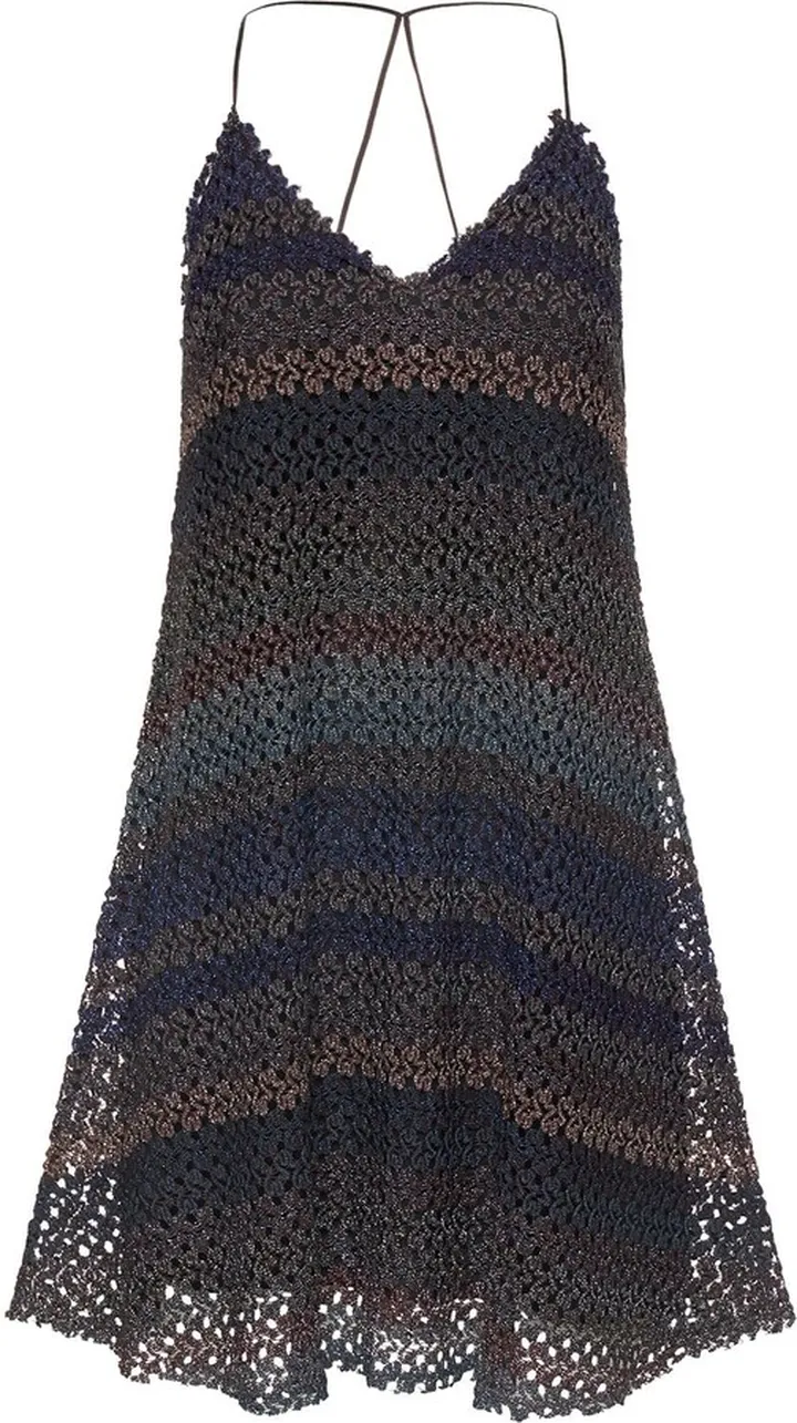 Lace knit mini halter dress