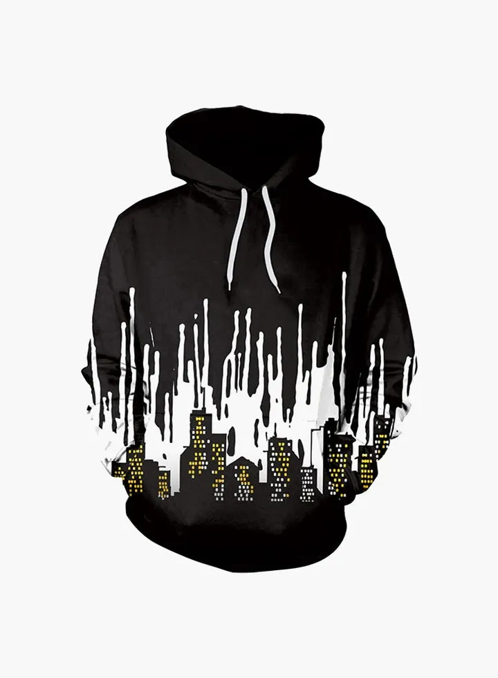 3D Printing Long Sleeve Hoodie Black/White
