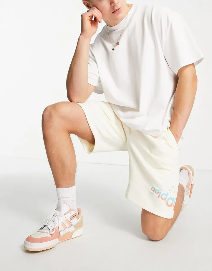 adidas Originals logo shorts in off white