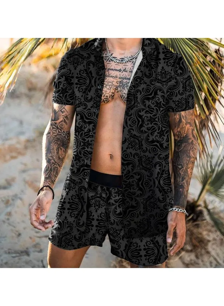 Men's Shirt Casual Loose Shorts Beach Suit