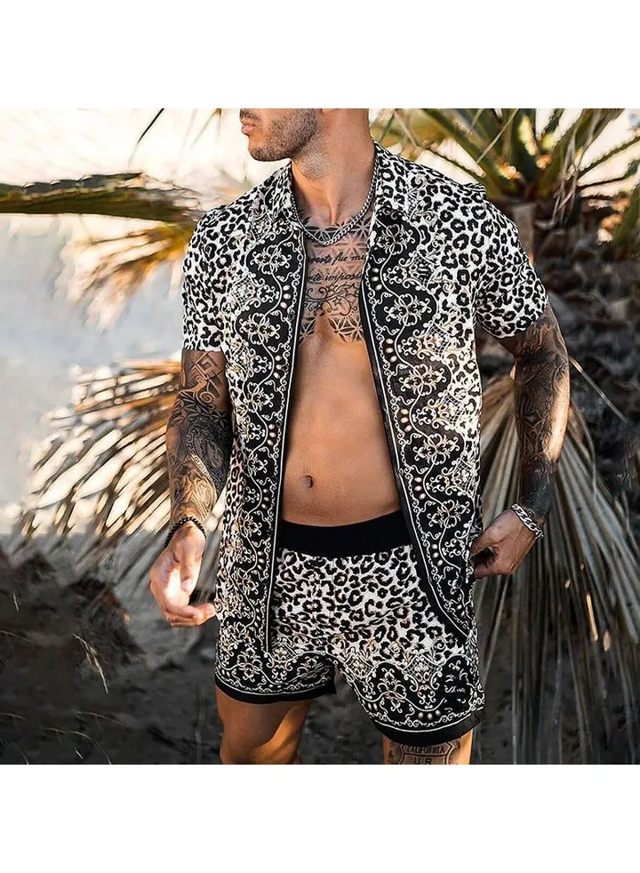 Men's Shirt Casual Loose Shorts Beach Suit
