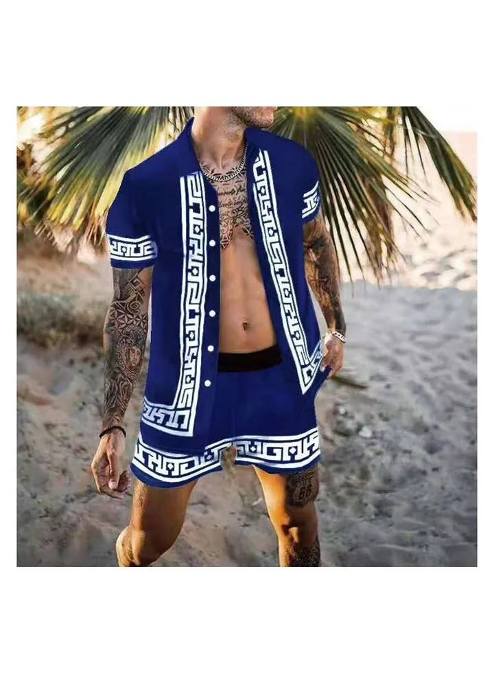 Men's Shirt Casual Loose Shorts Beach Suit