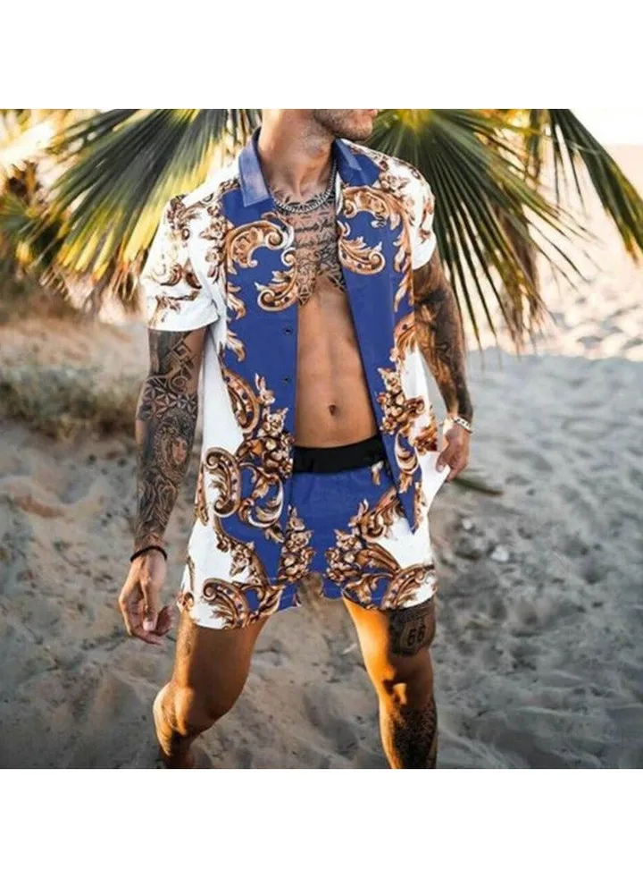 Men's Shirt Casual Loose Shorts Beach Suit