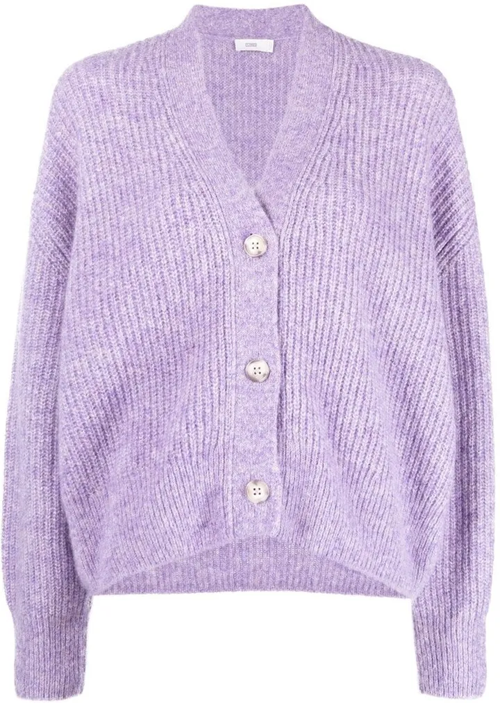 ribbed knit V-neck cardigan