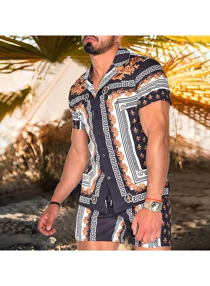 Men's Shirt Casual Loose Shorts Beach Suit